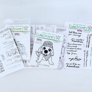 #95 Patriotic Stamp Bundle: USA Flag, Stars, Soldier, Hero, Eagle, Dog Camo